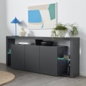 Moderne 3-deurs dressoir 200x40x80cm met glazen legplanken Pibrac Aanbod