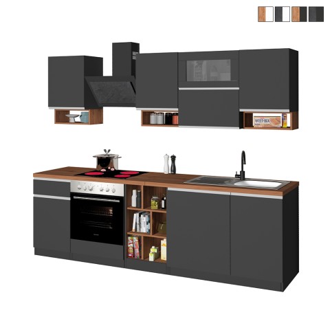 Complete modulaire keuken, lineair ontwerp, moderne stijl, 256cm Essence Aanbieding