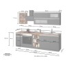 Moderne complete keuken lineair design 256 cm moduleerbaar Unica 