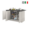 Moderne keukeneiland met 3 deuren en tafel Deaton 155x90x90cm Karakteristieken