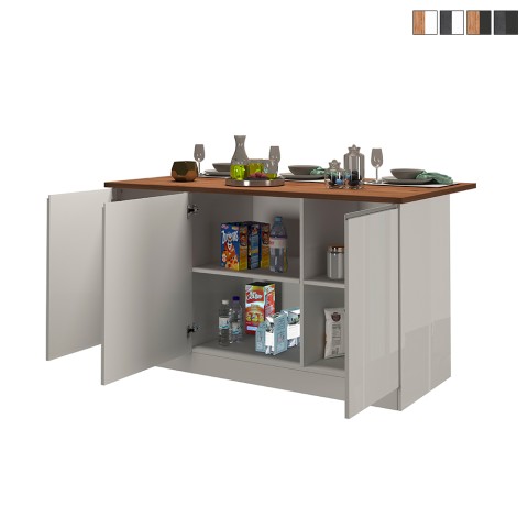 Isola centrale 3 ante per cucina moderna 155x90x90cm con tavolo Deaton Aanbieding