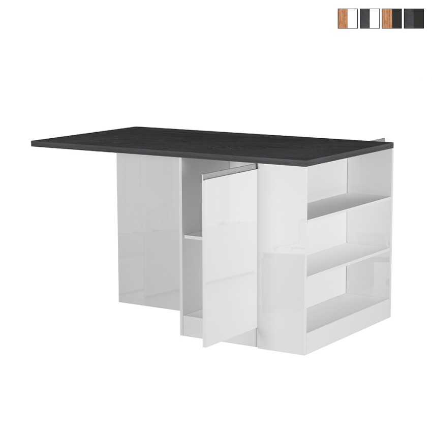 Centrale kookeiland met tafel voor moderne keuken, 2 deuren, 160x90x90cm Grover Korting Centrale kookeiland met tafel voor moderne keuken, 2 deuren, 160x90x90cm Grover Korting