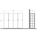 Moderne schoenenkast 4 deuren hoogglans wit eiken 140x35x111cm Chelsea Model