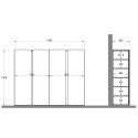 Schoenenkast 4 deuren modern wit glanzend eiken 140x35x111cm Chelsea Model