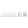 TV-meubel laag 205x40x44cm in hout met 2 deuren en 2 lades Venice Afmetingen