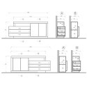 Modern design dressoir Milton met 2 deuren en 3 laden 200x42x82cm Karakteristieken