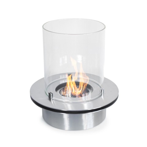 Ronde roestvrijstalen bio-ethanol haardbrander met glas Round Aanbieding