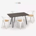 Set met houten tafel 120x60 cm en 4 stoelen in industriële stijl Wismar Top Light Aanbieding