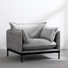 Moderne gestoffeerde fauteuil met grijze stoffen kussens Mainz Korting