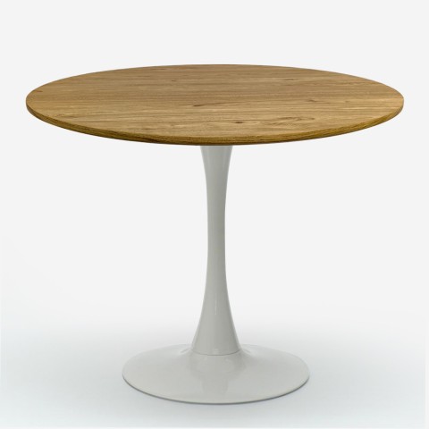 Ronde keukentafel in Goblet-stijl 80cm wit hout Redwood Aanbieding