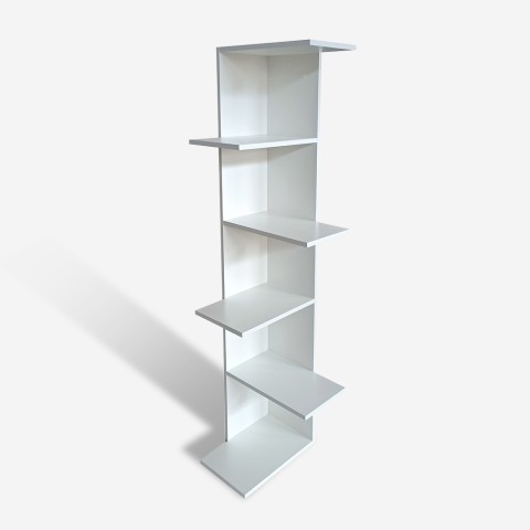 Moderne 142cm hoge witte hoekboekenkast met 5 planken Bekas Aanbieding