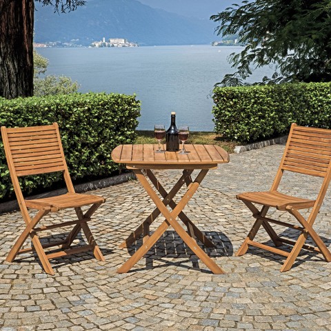 Opvouwbare vierkante houten tuintafel voor buiten 80x80cm Raiva Aanbieding