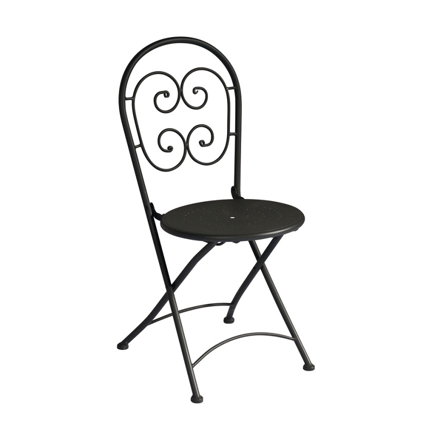 Set van 2 opvouwbare metalen tuinstoelen in bistrostijl Roche Aanbieding Set van 2 opvouwbare metalen tuinstoelen in bistrostijl Roche Aanbieding