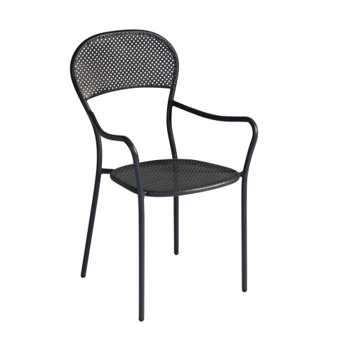Set van 2 tuinstoelen in ijzer met armleuningen voor bar of restaurant Brienne Aanbieding