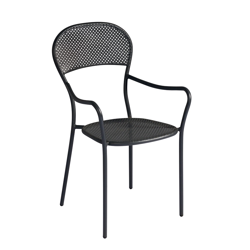 Set van 2 tuinstoelen in ijzer met armleuningen voor bar of restaurant Brienne