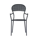 Set van 2 tuinstoelen in ijzer met armleuningen voor bar of restaurant Brienne Korting