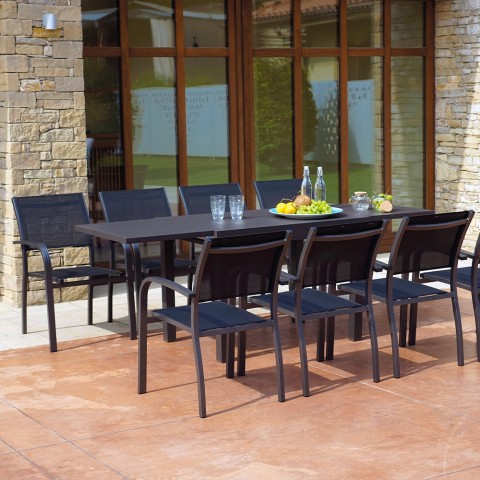 Uitschuifbare tuin tafel 106-212x75cm modern van aluminium Nori Aanbieding