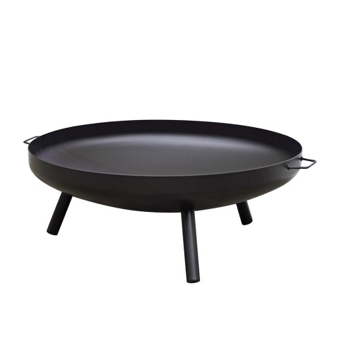 Moderne buitenhaard zwart van ijzer Ø 80x32cm Orlin Aanbieding