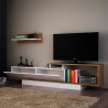 Wit en notenhouten tv-meubel van 180 cm met deur en wandplank Asos Aanbod