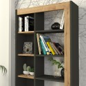 Moderne boekenkast met 10 antraciet zwarte houten planken 75x25x150cm Kevork Kortingen
