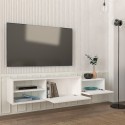 Wit hangend TV-meubel woonkamerkast met 2 deuren 160x30x33cm Dione Kortingen