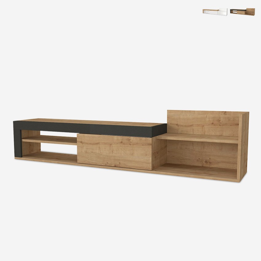 Modern hangend design tv-meubel met 1 deur en plank 180x32x42cm Trella Verkoop Modern hangend design tv-meubel met 1 deur en plank 180x32x42cm Trella Verkoop