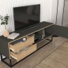 Zwart metalen en houten tv-meubel in industriële stijl met 2 lades Dolores Voorraad