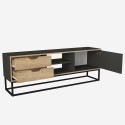 Zwart metalen en houten tv-meubel in industriële stijl met 2 lades Dolores Aanbod
