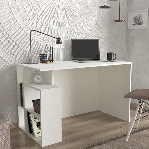 Modern wit bureau met planken 120x60x74cm Labran Aanbieding
