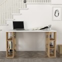 Wit en houten bureau met 6 planken 140x60x75cm Leonardo Kortingen
