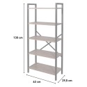 Industriële boekenkast 5 planken hout metaal 62x30x131cm Decker Voorraad