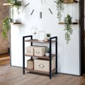 Industriële lage boekenkast 3 planken 62x30x75cm hout metaal Edye Aanbieding