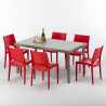 Rechthoekige salontafel beige 150x90 cm en 6 gekleurde stoelen Marion Verkoop