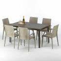 Rechthoekige salontafel bruin 150x90 cm en 6 gekleurde stoelen Focus 