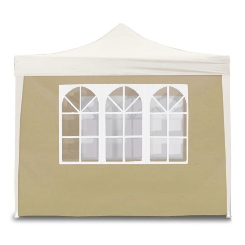 Beige zijwand PVC afdekking voor gazebo 3x3 tuin met raam Aanbieding