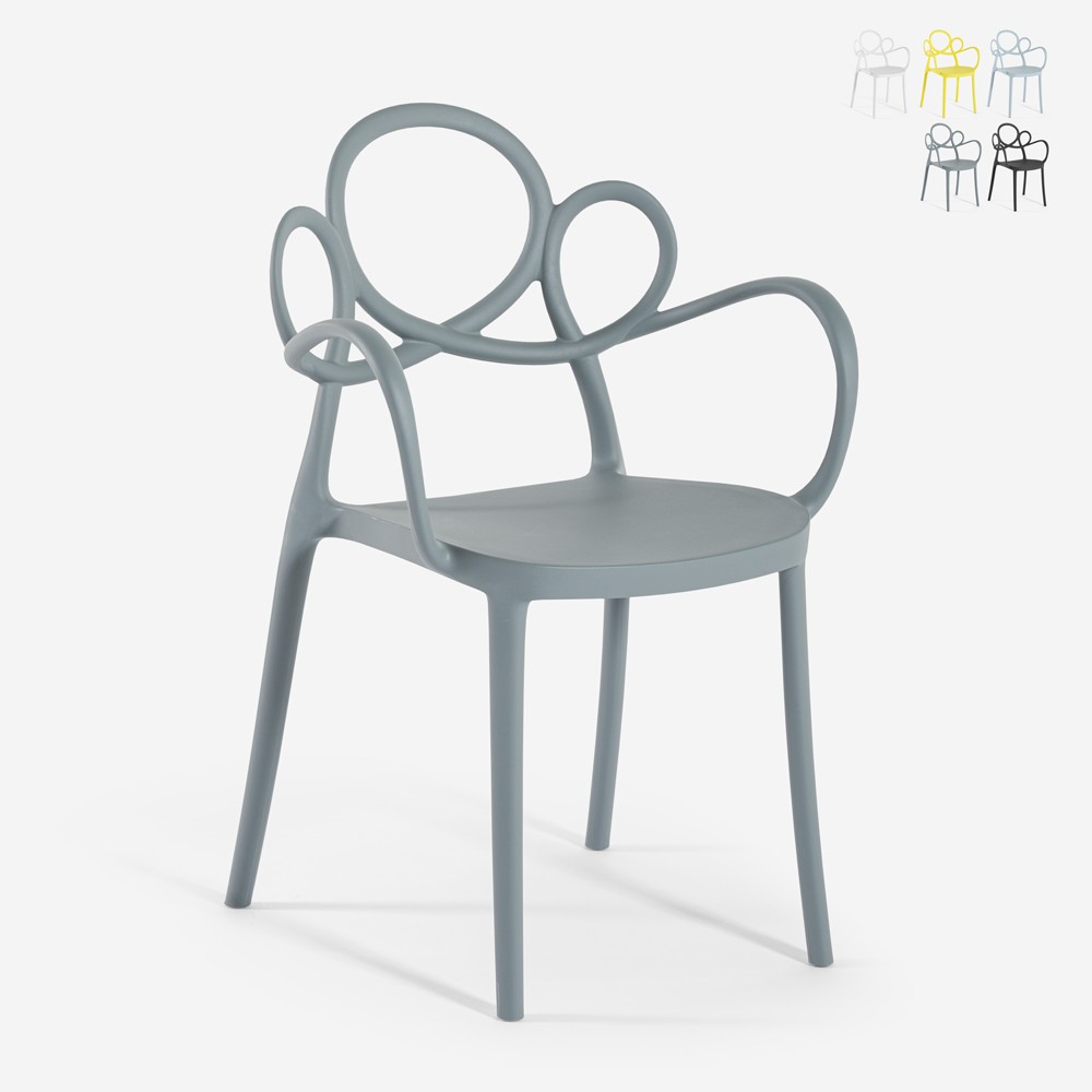 Elegante moderne design stoel in polypropyleen met armleuningen Derby