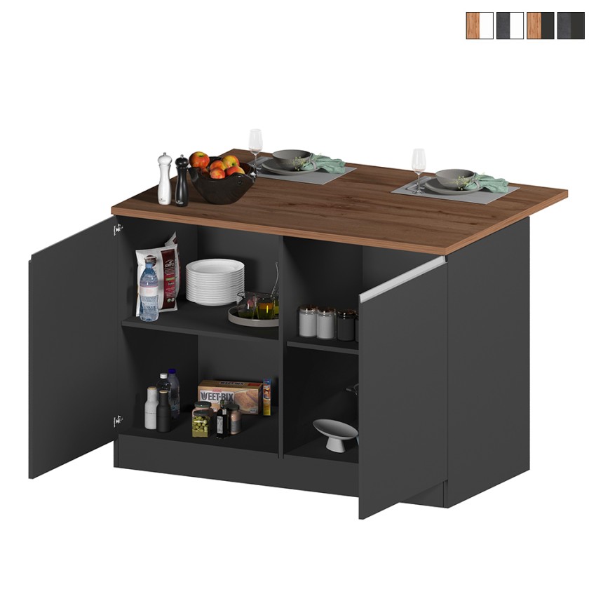 Moderne keuken eiland met 2 deuren houten tafel 125x90x90cm Deer Aanbieding Moderne keuken eiland met 2 deuren houten tafel 125x90x90cm Deer Aanbieding