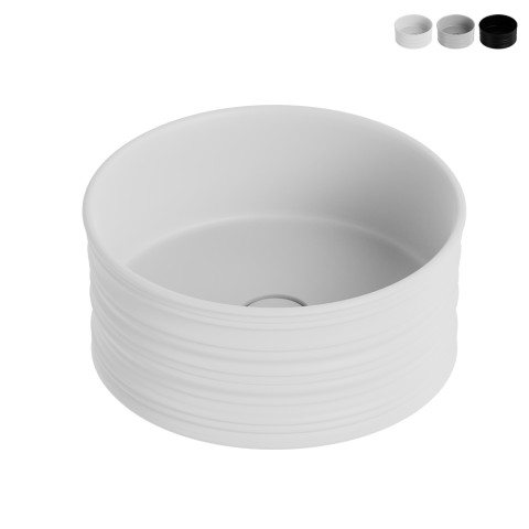 Waskom badkamersink opbouw rond 40x18cm mat keramiek Nordic Aanbieding