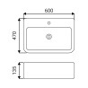 Rechthoekige wastafelblad badkamer waskom 60x74x14cm Nordic Voorraad