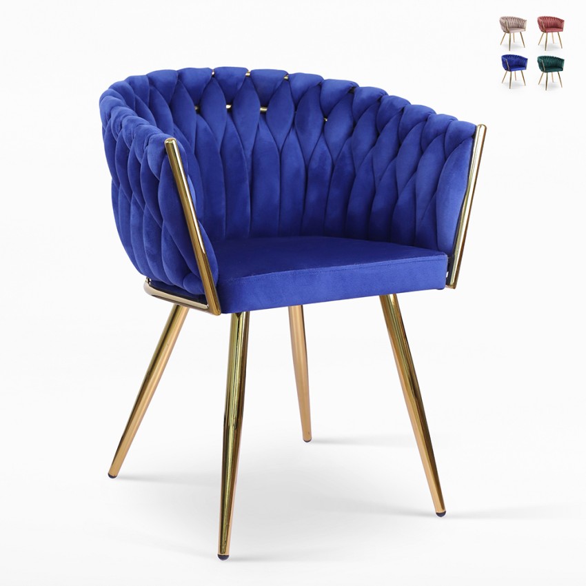 Design fauteuil van fluweel stoel met armleuningen en gouden poten Versailles Verkoop Design fauteuil van fluweel stoel met armleuningen en gouden poten Versailles Verkoop