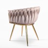 Design fauteuil van fluweel stoel met armleuningen en gouden poten Versailles 