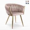 Design fauteuil van fluweel stoel met armleuningen en gouden poten Versailles Korting