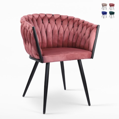 Poltrona sedia velluto design con braccioli cucina soggiorno Chantillystoel met fluwelen design fauteuil keuken woonkamer Chant 