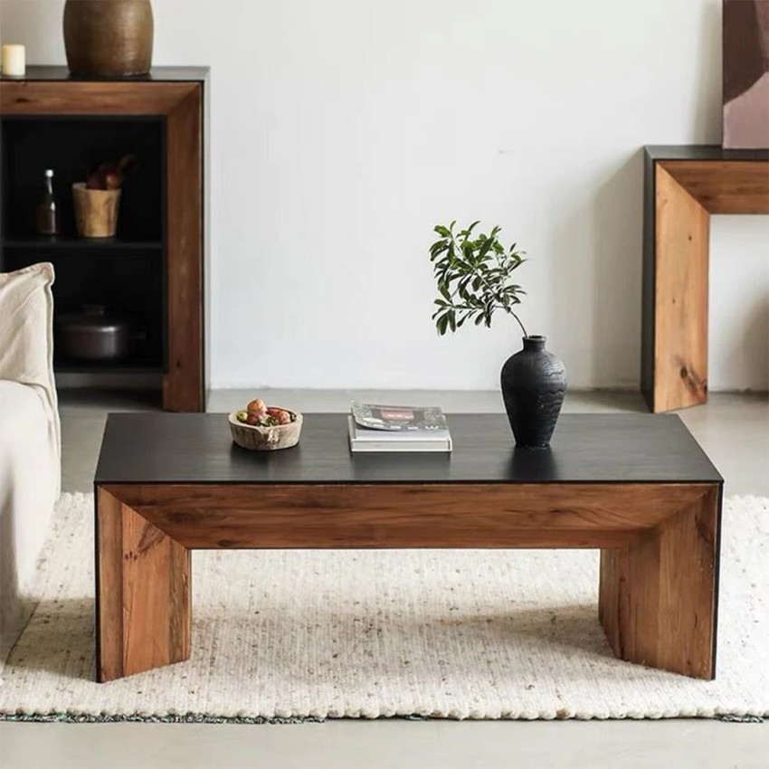 Lage rechthoekige rustieke houten salontafel Clint Aanbieding Lage rechthoekige rustieke houten salontafel Clint Aanbieding
