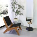 Houten fauteuil stoel met zwarte stoffen zitting Marlon Aanbod
