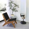 Houten fauteuil stoel met zwarte stoffen zitting Marlon Aanbod