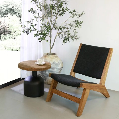 Stoel fauteuil van hout zwart stoffen woonkamer slaapkamer Marlon Aanbieding