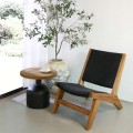 Houten fauteuil stoel met zwarte stoffen zitting Marlon Aanbieding