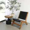 Houten fauteuil stoel met zwarte stoffen zitting Marlon Aanbieding