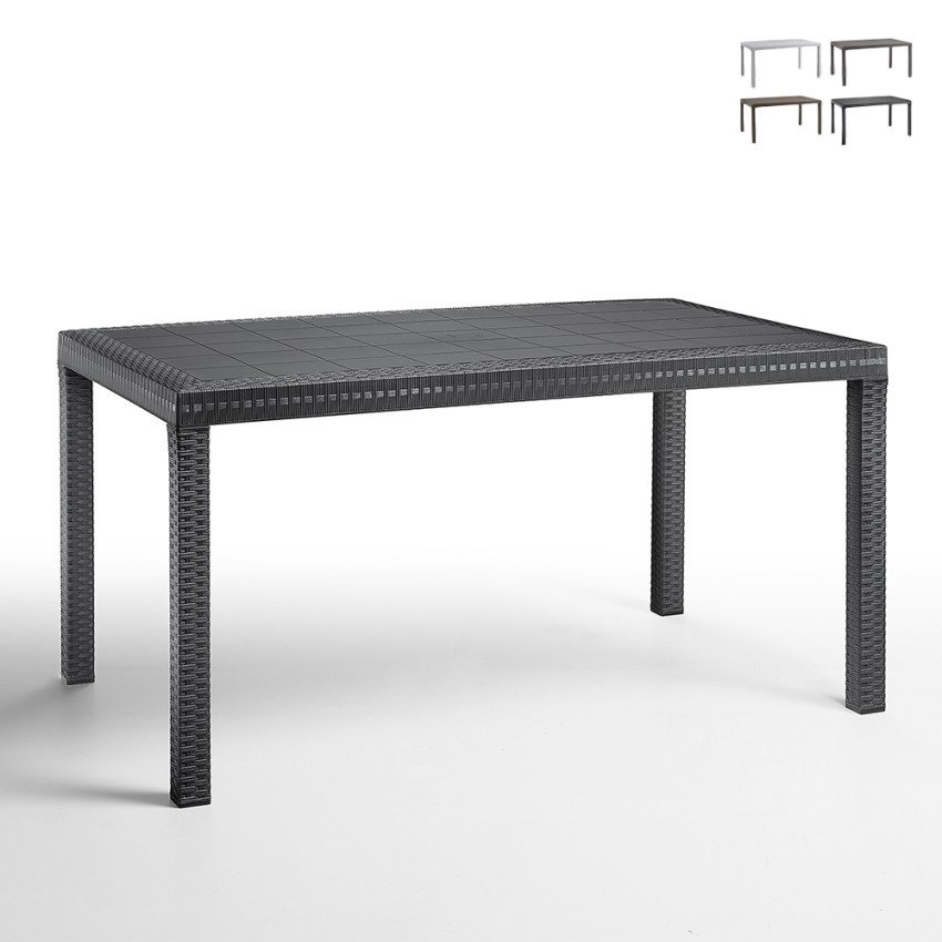 Buitentafel 150x90 cm in polypropyleen rotan Houston Aanbod